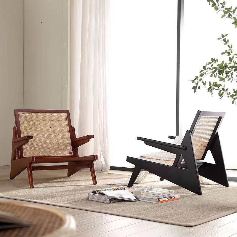 速发台休闲椅藤编迪计师沙发椅昌木实设加尔侘寂风单人椅子