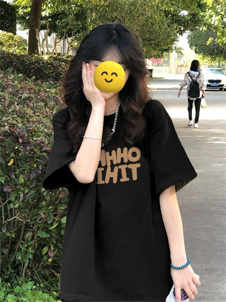 速发设计感小众美式复古T恤夏港味c袖宽松半h上衣服
