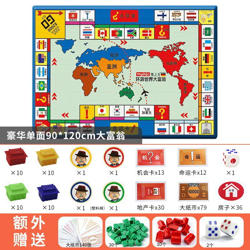 速发大富儿豪华世界之旅翁童成年版号桌游全套卡牌地毯飞行棋