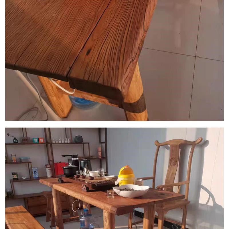 速发老榆原桌子实餐板复古茶桌茶台长条木桌家用木木桌面吧台长桌