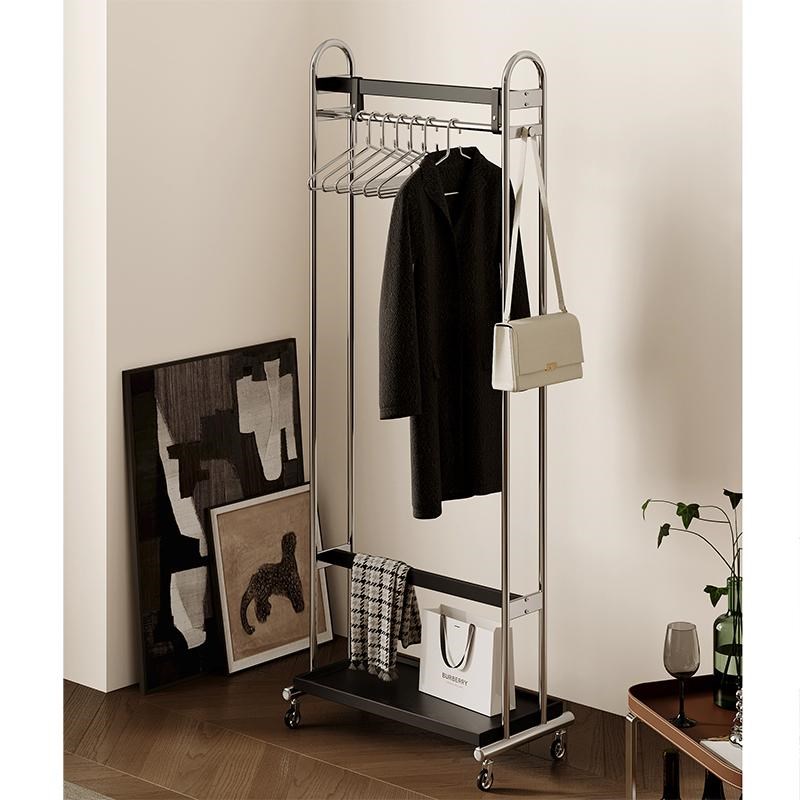 速发功式衣帽收实木卧室落地挂衣架家用多法能移动衣架小户型架纳