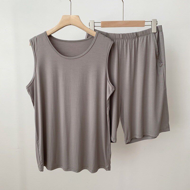 速发优可丝夏季男士心裤0装背短薄款宽松半袖大码睡衣家居服2套25