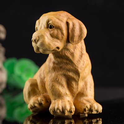 速发小叶黄杨木雕实木生肖狗把玩手把件雕刻工艺品创意家件小摆居