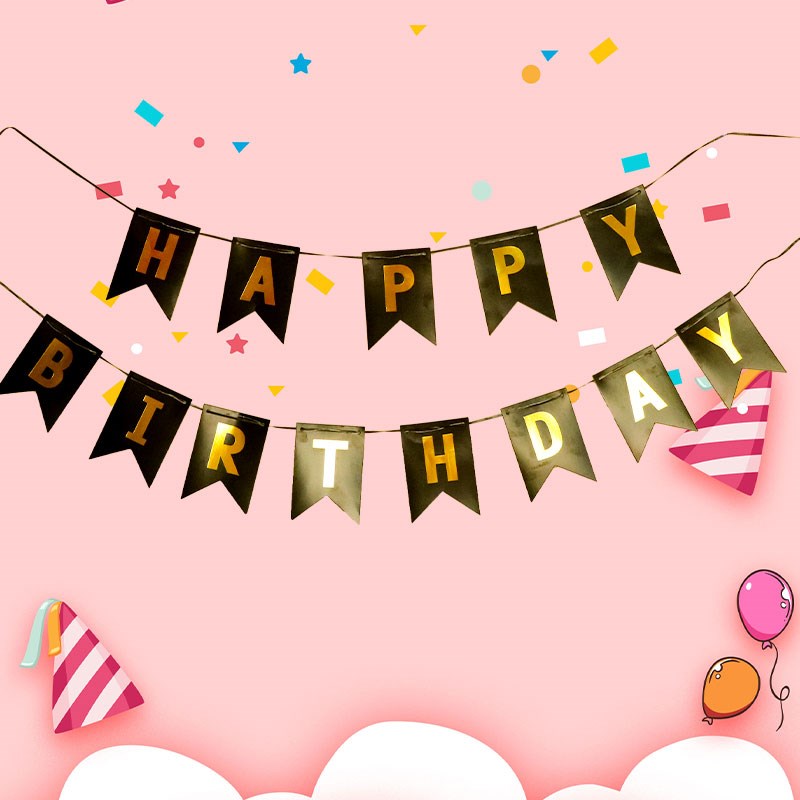 速发生日快乐装饰挂旗拉条拉幅横旗条幅场景布置后备箱惊喜派对字