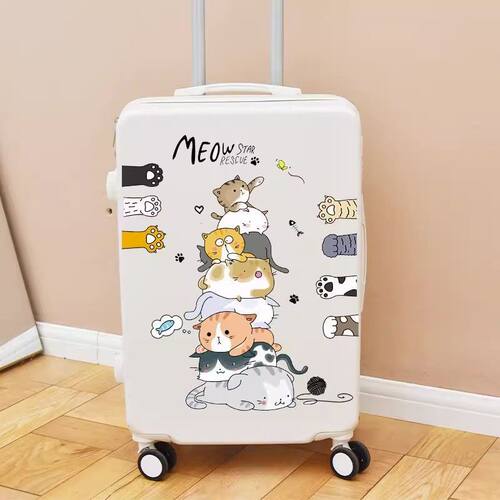 可爱猫咪行李箱贴纸防水不留胶大号旅行箱拉杆箱电动车改造装饰贴