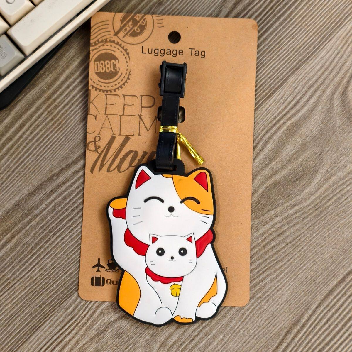 可爱创意招财猫幸运猫猫行李牌旅行箱包托运标识挂饰pvc软胶个性