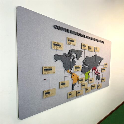 咖啡产地分布图i毛毡板装饰墙贴咖啡厅大堂展示板公司茶水间文化