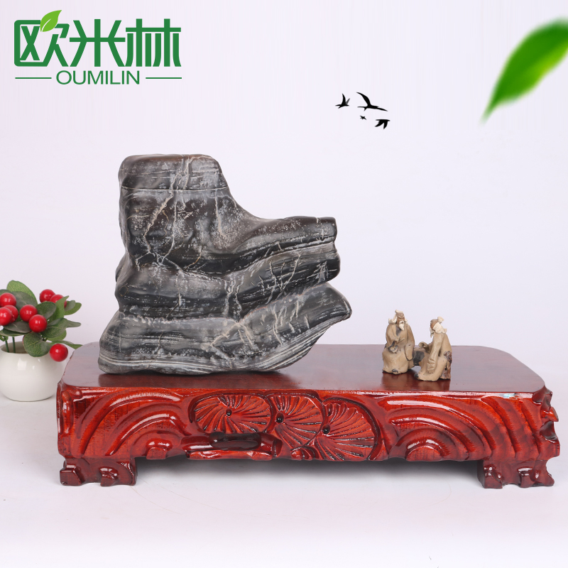 B043长方形大型石头奇石底座可挖槽实木加大号根雕W盆景摆件底座