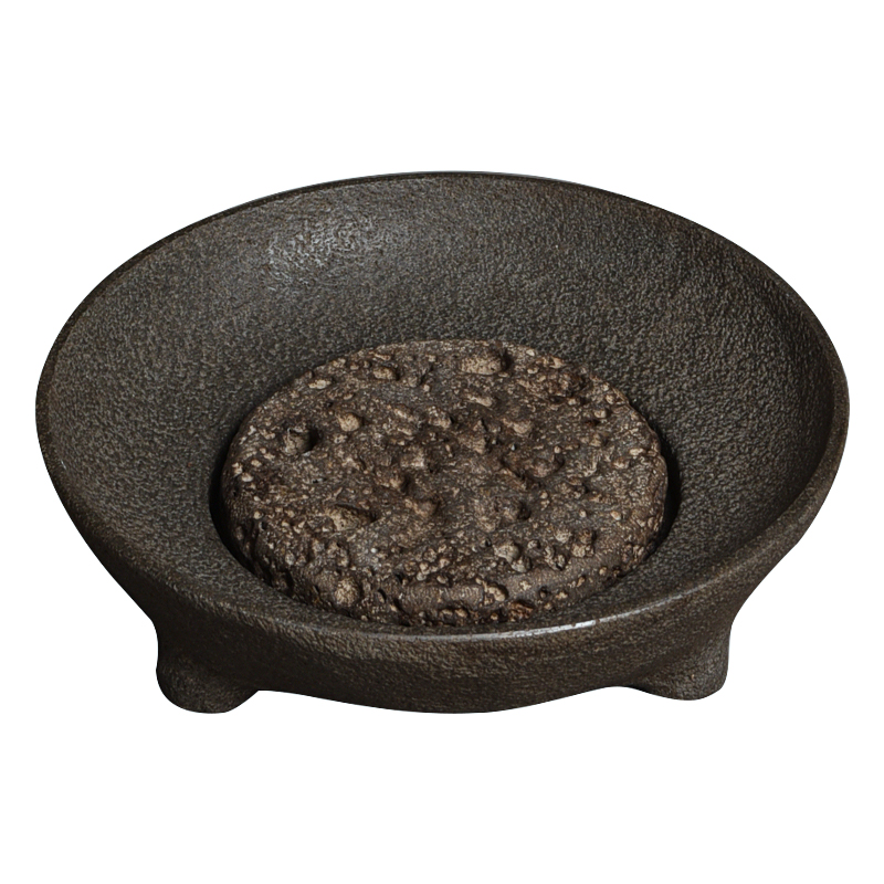 三足圆钵玄武岩火山石垫壶s承 手工石雕茶托茶台干泡茶盘 养壶托