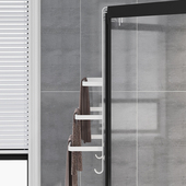 白色毛巾b架免打孔卫生间浴巾架淋浴房挂架太空铝浴室置物架毛巾