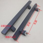 玻璃门把手d加厚不锈钢黑色方管偏位马蹄脚地弹簧推拉门木门大拉