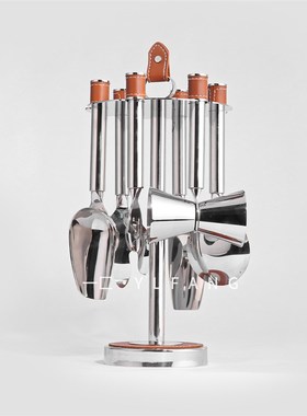 一匚样板间不锈钢餐具厨房套装售楼处H茶水间轻奢银色咖啡茶具摆