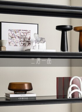 轻奢风客厅酒柜开放格q摆件样板房高级感书柜餐边玄关柜组合装饰