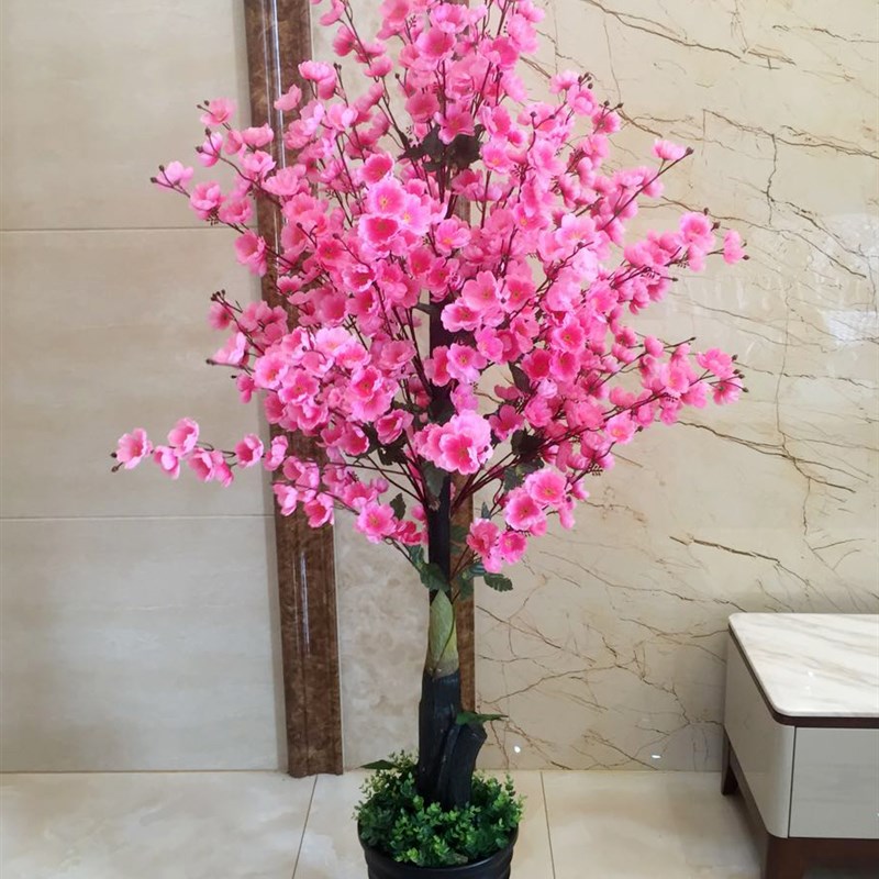 仿真绿植盆d栽大型桃花树客厅摆设绢花花艺落地假花室内装饰防真