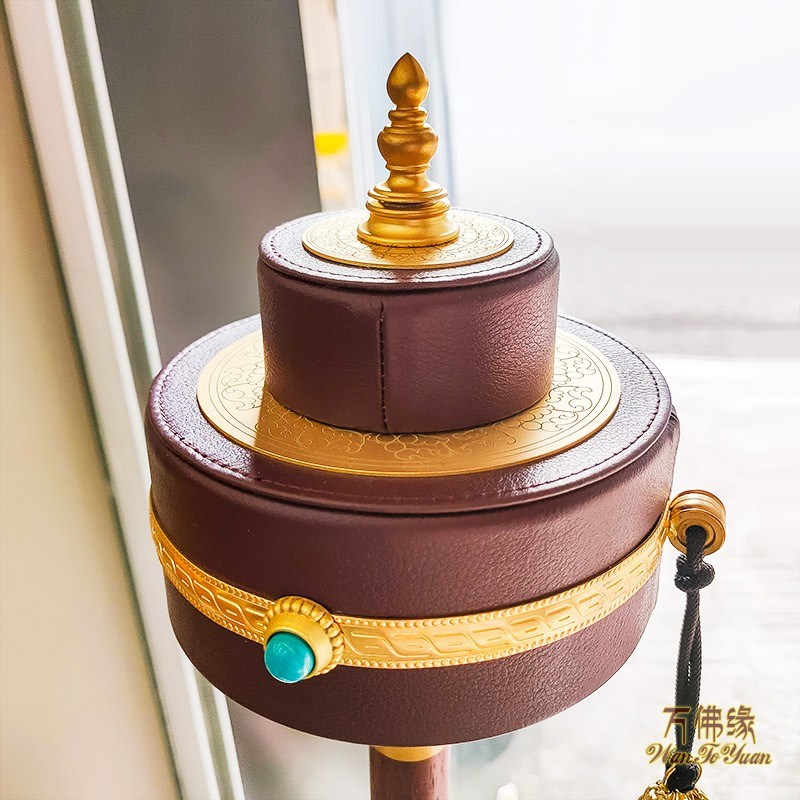 长柄学院双层手摇转轮转金筒座子C特大号家用摆件彩绘大号树脂底