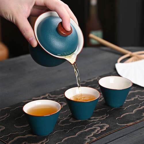 陶瓷旅行茶具套装户外随身泡茶便携D包快客杯一壶三杯功夫茶杯茶