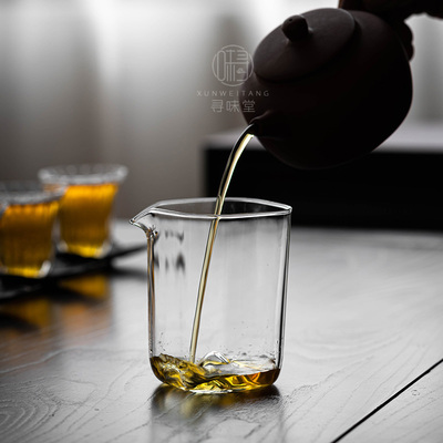 玻璃观山b方形公道杯高硼硅茶海山峰公杯分茶器匀杯家用功夫茶具