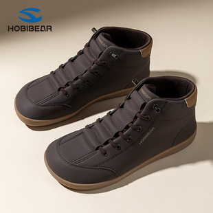 HOBIBEAR男士4e宽楦鞋秋季新款黑色大头赤脚鞋女士宽脚棉鞋宽头鞋