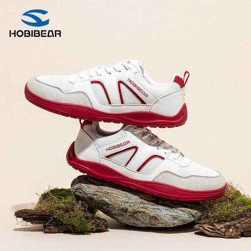 HOBIBEAR鞋子男款2025春秋季网面休闲鞋男士薄底健身鞋平底宽头鞋
