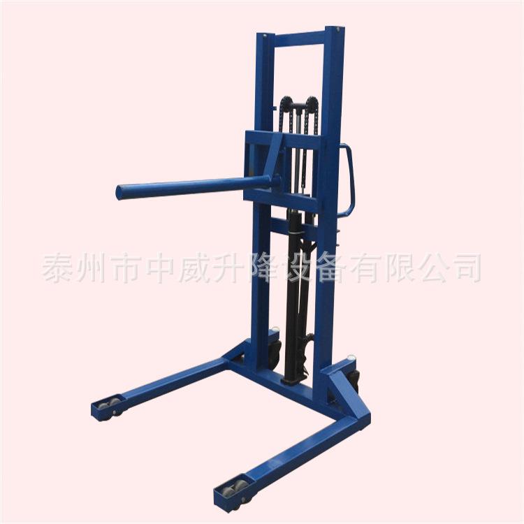 圆桶圆滚型手动液压升降车货物装卸手推车液压升高叉车铲车