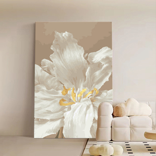 diy数字油画大尺寸法式奶油风客厅装饰画M高级感抽象肌理画鸢尾花