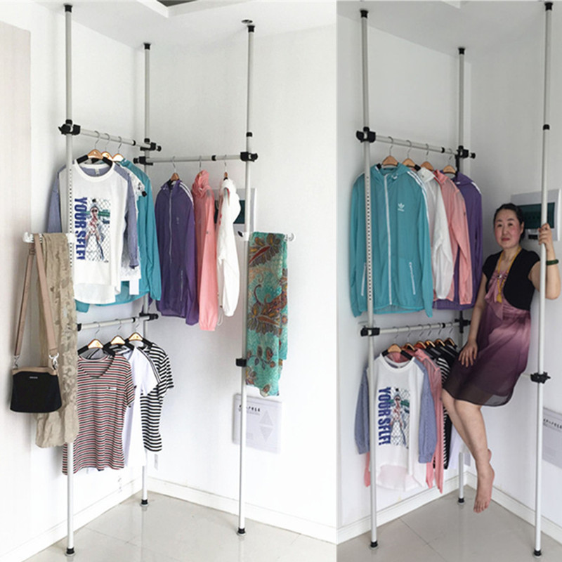 简易晾衣架落地折叠室内阳台单杆式双杆I式顶天立地衣架家用多功