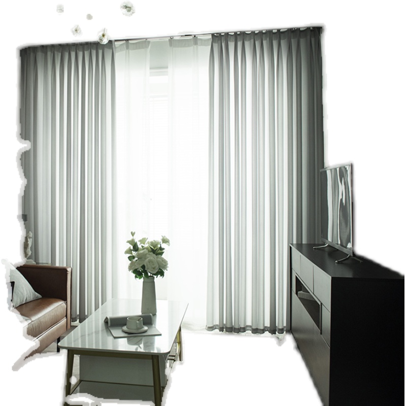 窗帘纱帘窗纱彩色绿色透光不透人阳台隔断美容院T舞蹈室布料成品