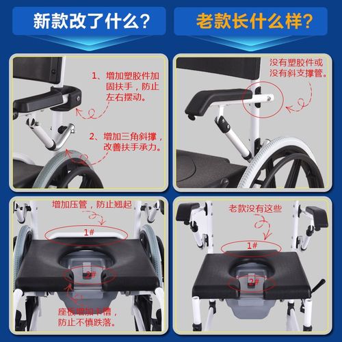 全运老年人带轮坐k便椅残疾人病人专用洗澡椅可折叠斜躺移动护理