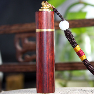 科檀非洲小叶紫檀鼻烟壶木质鼻烟壶E文玩双盖工艺长筒大容量鼻烟