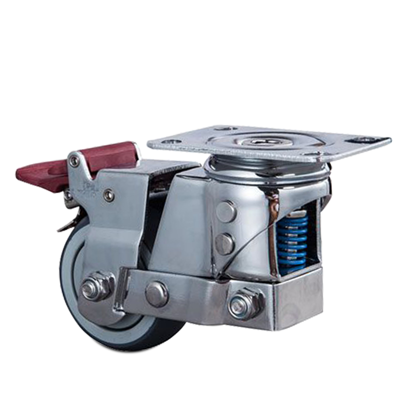 大门单双弹簧减震轮l静音弹簧抗震轮3寸4寸橡胶万向轮手推车脚轮