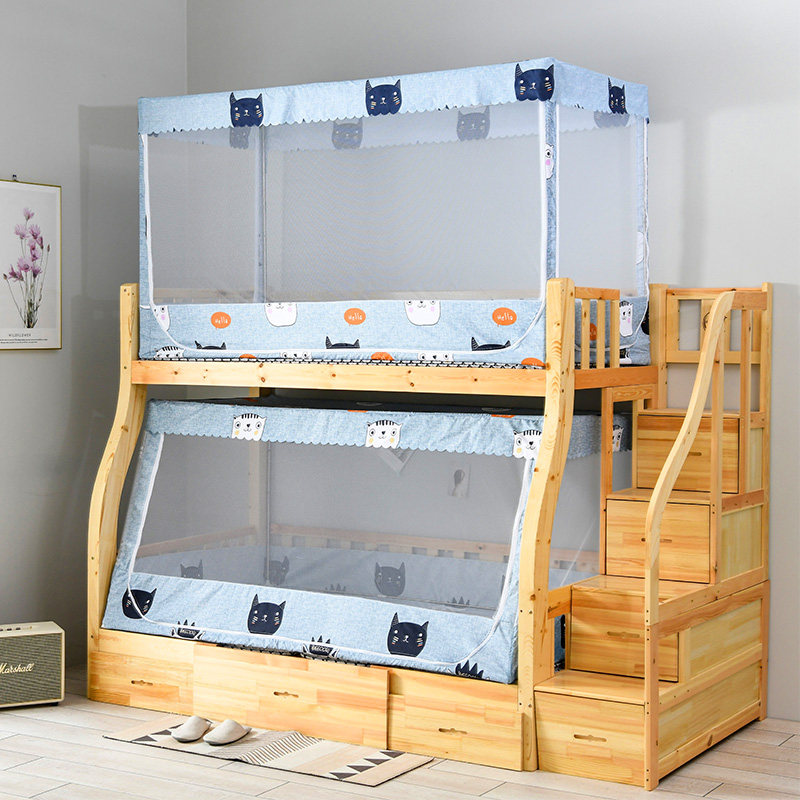 子母床蚊帐1.2m上下铺1.5y床梯形高低床步梯儿童双层床0.9含支架
