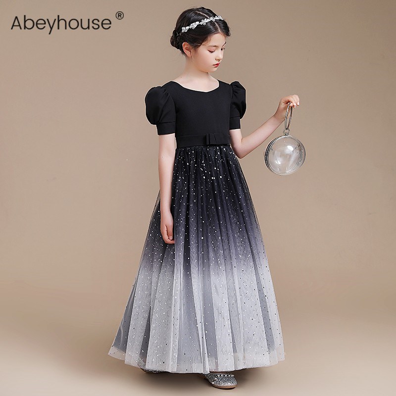 女童十岁生日公主裙长款花童裙儿童高档钢琴演出服乐团主持礼服秋