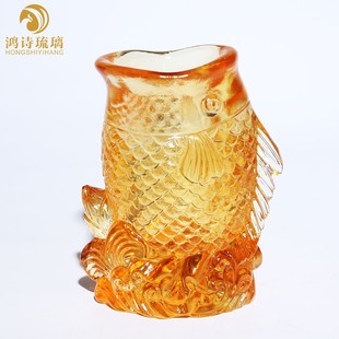 琉璃鱼笔筒老板办公桌摆件高档大气送领导礼物女高档客户升职送别