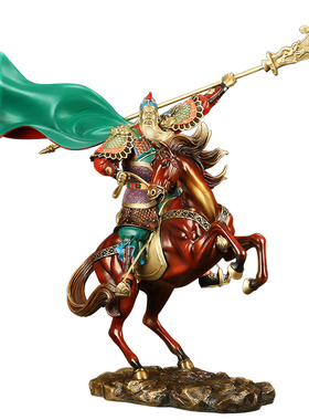 《无往不胜》铜关公摆件武财神骑马关羽公司办公室高档开业礼品