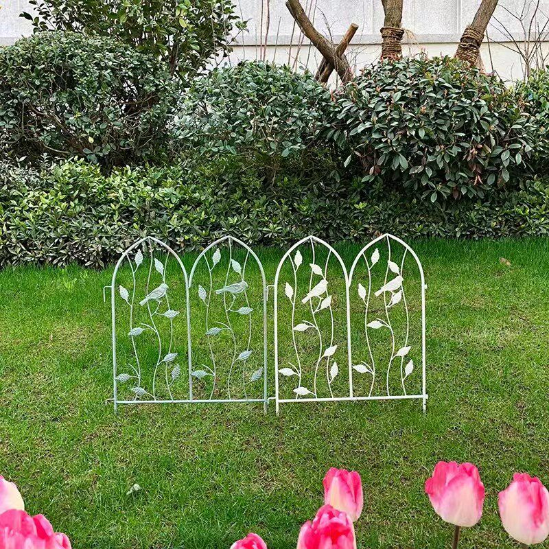 复古做旧铁艺围栏庭院小鸟藤蔓隔断栅栏爬藤户外花园装饰组合篱笆