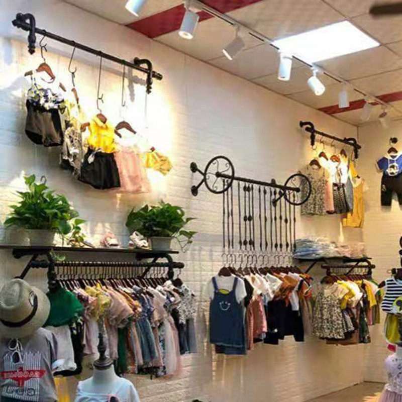 童装货架上墙展示架女装服装店衣架展示架女装货架童装组合架壁挂