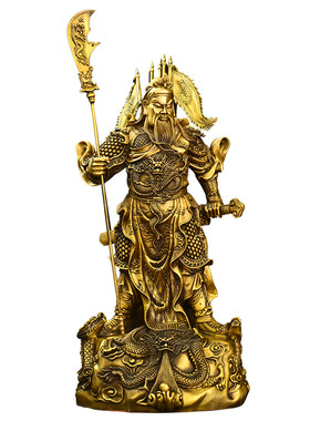 铜关公摆件武财神铜像龙关羽关二爷武圣家居客厅供品摆放招财平安