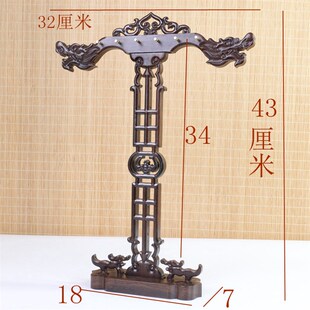 黑紫檀实木笔架新中式木制毛笔挂双龙复古毛笔架子笔挂架文房用品