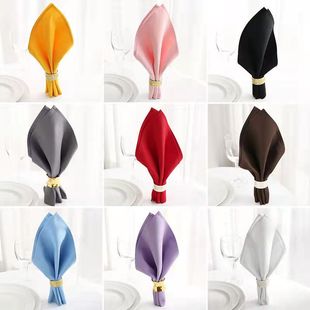 纯棉口布餐巾布酒店饭店红色加厚折花口布吸水不掉毛擦杯布打杯布