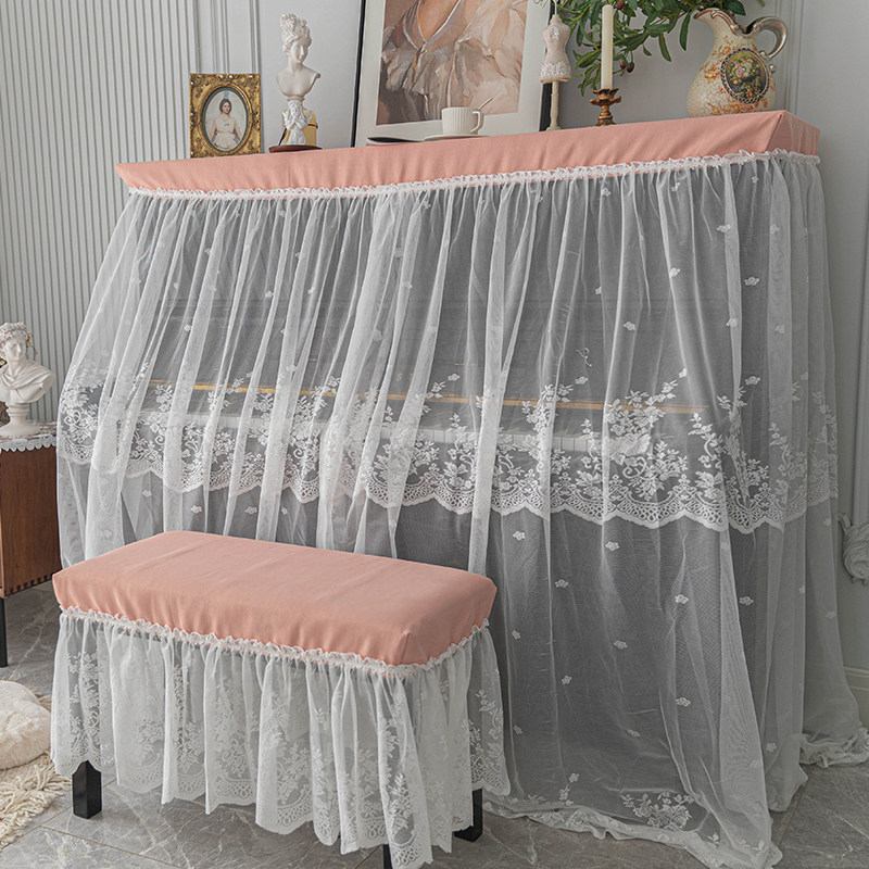 白色蕾丝钢琴罩法式复古电子钢琴盖布琴键盖巾防尘钢琴套全罩半罩