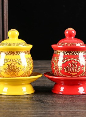 陶瓷水杯供水杯净水杯圣水杯招财莲花大悲水财神供杯禅居家用摆件