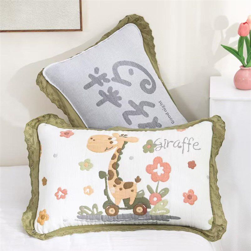儿童枕套中号单条35*55cm纯棉花边泡芙加厚全棉吸汗乳胶枕头套