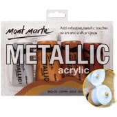 蒙玛特丙烯颜料金色套装 金属色紫铜银色颜料佛光金防水彩绘颜料