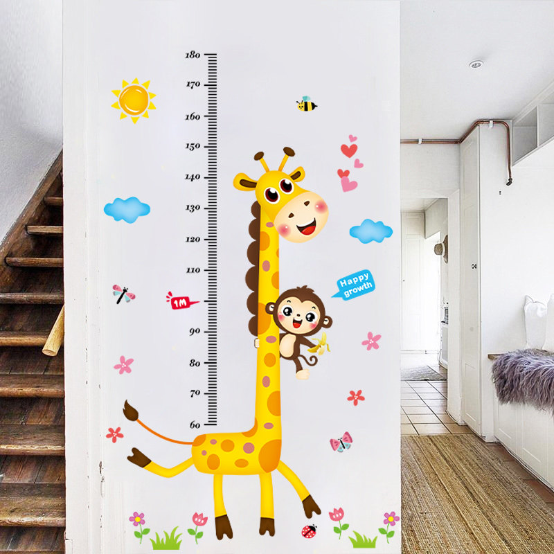 卡通动物身高贴纸宝宝儿童测量记录身高尺墙上贴画自粘墙壁画墙纸,家居饰品,身高贴,淘宝优惠券,粉丝福利购,淘宝优惠卷