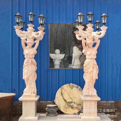 雕方人物雕塑大西石欧式人物灯架石欧式建LS-28713筑酒店装饰雕塑