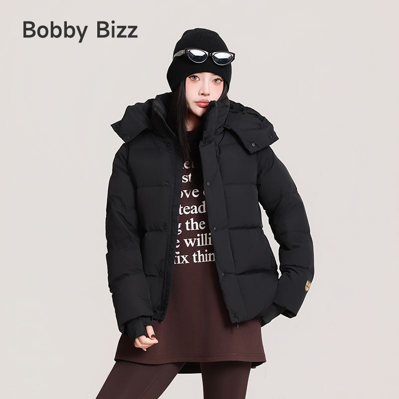Bobby BizzBobby Bizz短款连帽羽绒服女黑色收腰冬季外套厚款