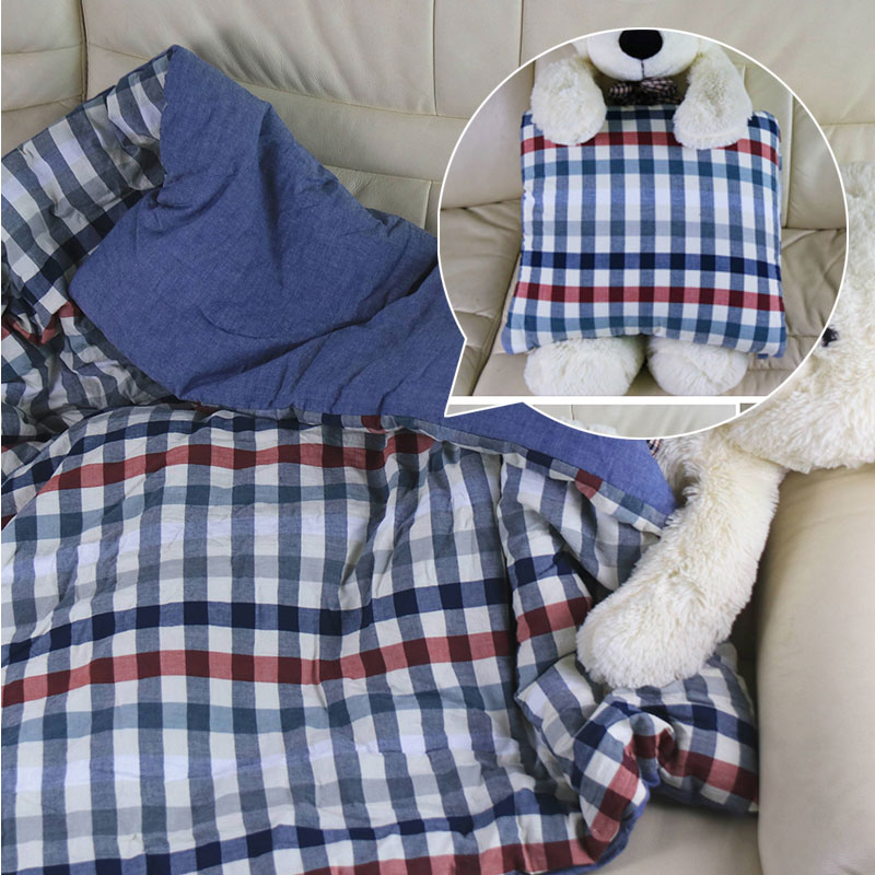 全棉水洗棉抱枕被两用午睡办公室夏被折叠毯子R空调被车载便携抱