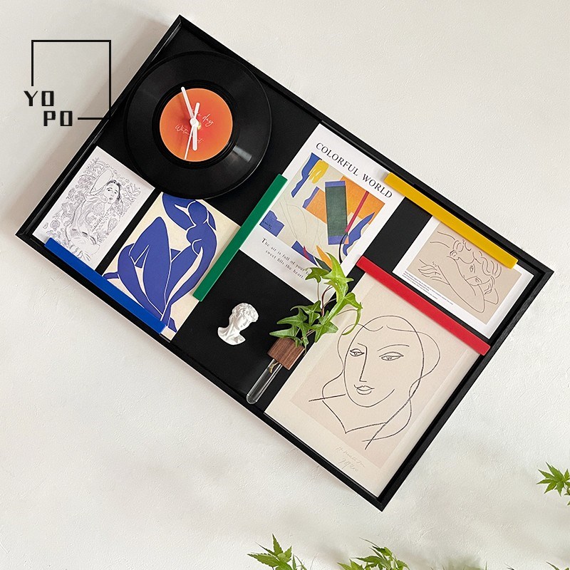 yopo创意金属黑板电表箱留言板遮挡唱片时钟复古文艺di.y照片组合