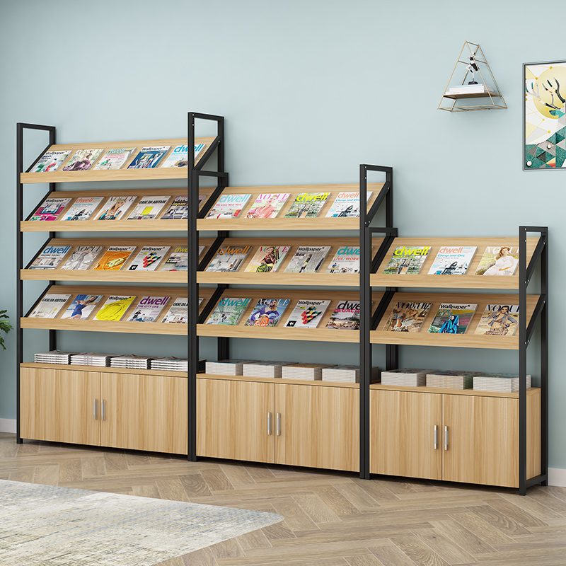 杂志架书报架报刊架带柜子展示架C书刊宣传架展架资料架落地阅览