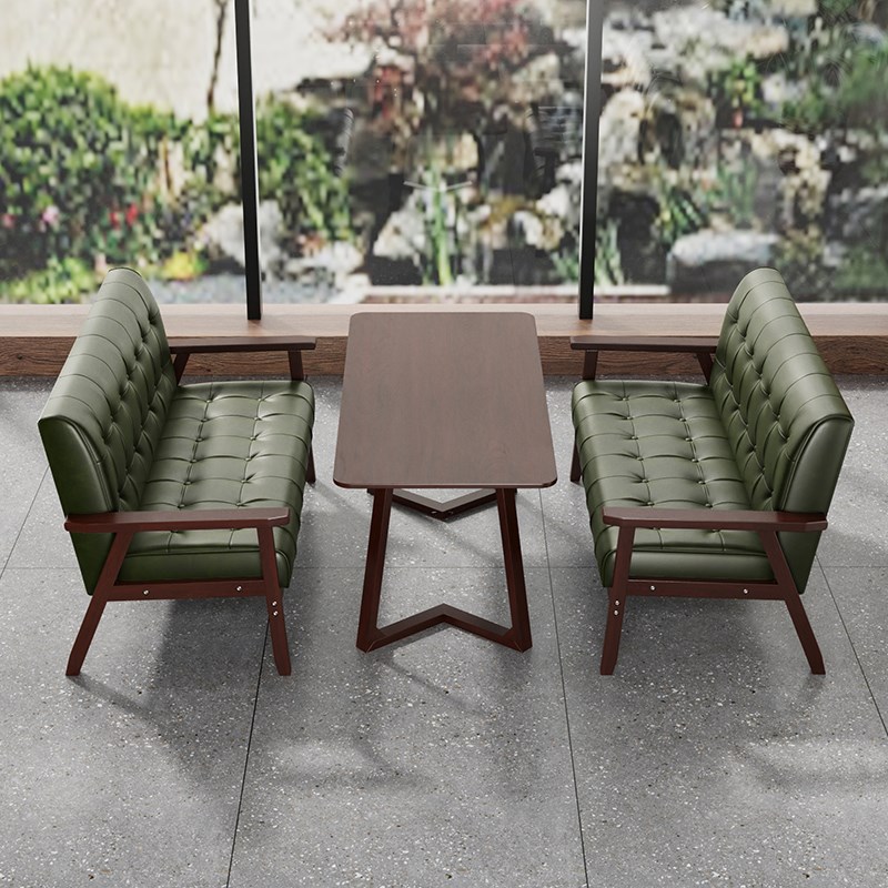 复古酒吧清吧奶茶店咖啡厅桌椅组合餐厅H卡座沙发洽谈酒馆商用休